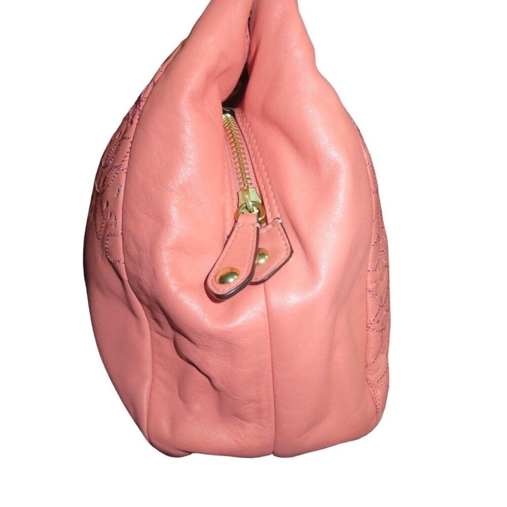 Coach 2012 Ashley Pink Leather Laser Cut Eyelet Triple Compartment Hobo Bag - Picture 4 of 14